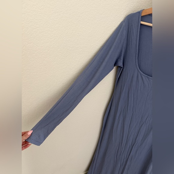 NWT SKIMS Soft Lounge Long Sleeve Dress maxi SLATE  RARE size XL ribbed - Picture 5 of 9
